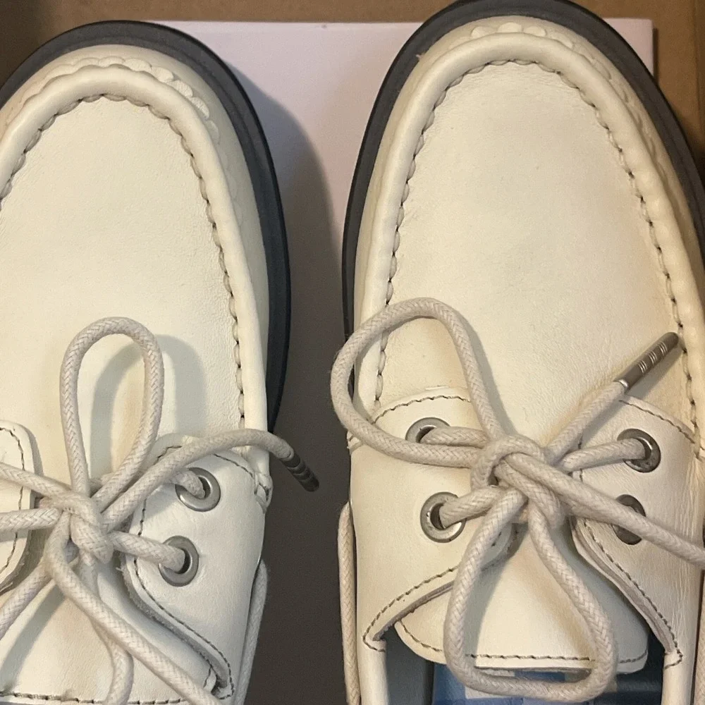 Sperry Bayside Boat Leather Shoes Womens Size 5.5M Style STS89208 White SEE PICS
